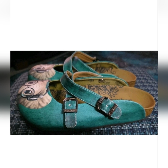 Calceo Women's Slip-on Clog Shoe Green Elephant With Glasses On Foot Size 37 - Picture 5 of 14